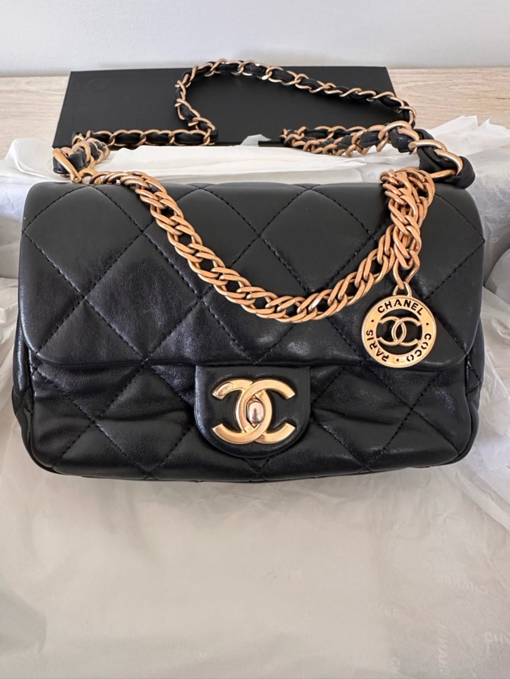 CHANEL Black Quilted Leather Crossbody with Gold Hardware - Picture 2 of 3